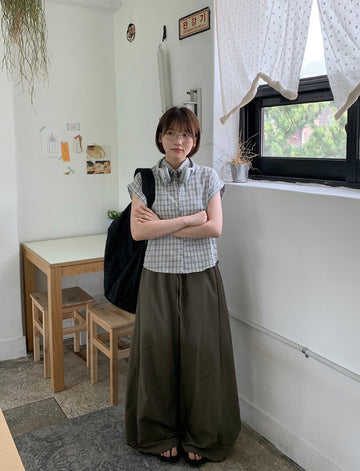 Hinbo Summer Check Roll-up Short Sleeve Shirt